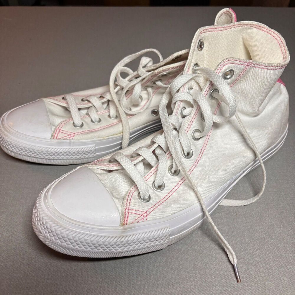 Converse all star high custom Mens 9.5 White Pink